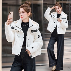 时尚保暖女士短款羽绒服修身显瘦90白鸭绒外套，女装羽绒服，艾尚靓装