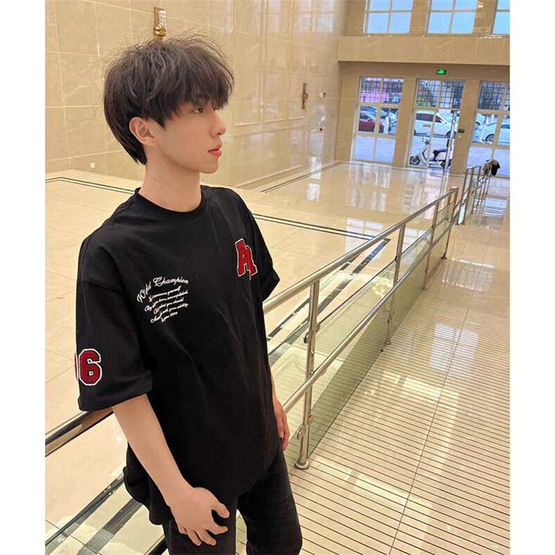 万针全刺绣工艺抖音得物高品质260克重磅纯棉双纱美式高街短袖T恤,男装T恤,电商A486