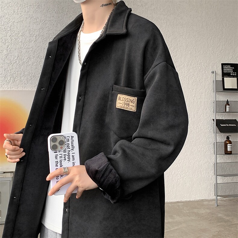 8XL-M秋冬款加绒加厚衬衫男做旧脏脏保暖外套大码衬衣CS29002P65,男装衬衫,电商B312