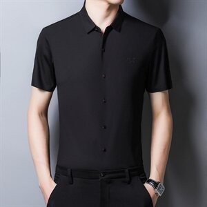 H33205 2021夏季新款短袖衬衫男 锦纶47.1%粘纤44.7%氨纶8.2 %图片