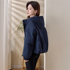 格纹拼接连帽夹棉加厚外套女2025冬季新款宽松显瘦保暖派克服棉衣，女装棉衣/棉服，涵誉