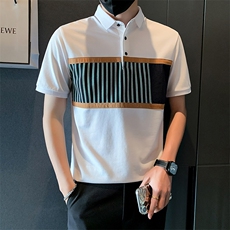 2025新款夏季T恤男Polo衫短袖潮牌拼接半袖体恤A313-1-32321-P48，男装T恤，电商A313-1