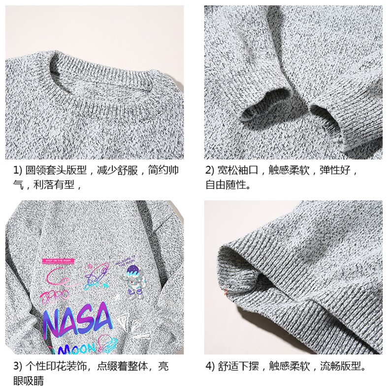 加厚加绒毛衣男大码毛线衣男针织衫M19186-P45加绒款-P65白底,男装针织衫/毛衣,电商A040A