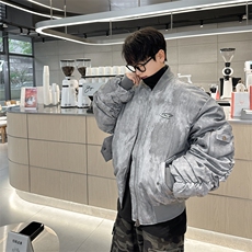 美式复古褶皱设计棉衣冬季加厚保暖设计感棒球服棉衣，男装棉衣，星座410-6（原星座1304-1）