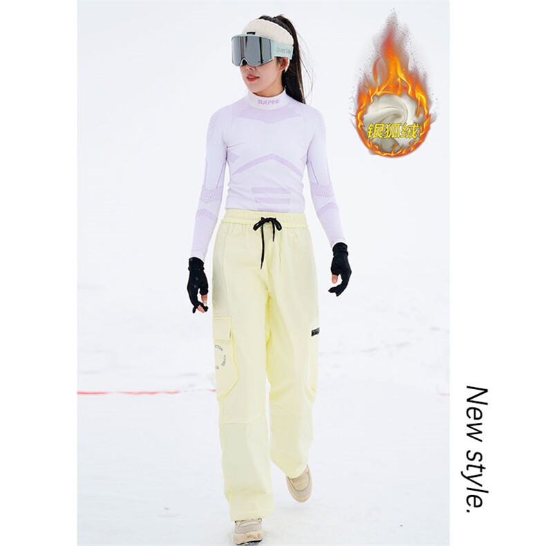 冬季山系户外单板双板登山裤男女加厚银狐绒滑雪裤K1073J加绒-P90,男装休闲裤,电商A001-1