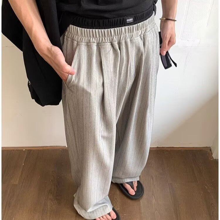 条纹阔腿裤男休闲裤2026秋新款慵懒宽松轻防晒新款长裤K6597-P47,男装防晒衣,星座412-3