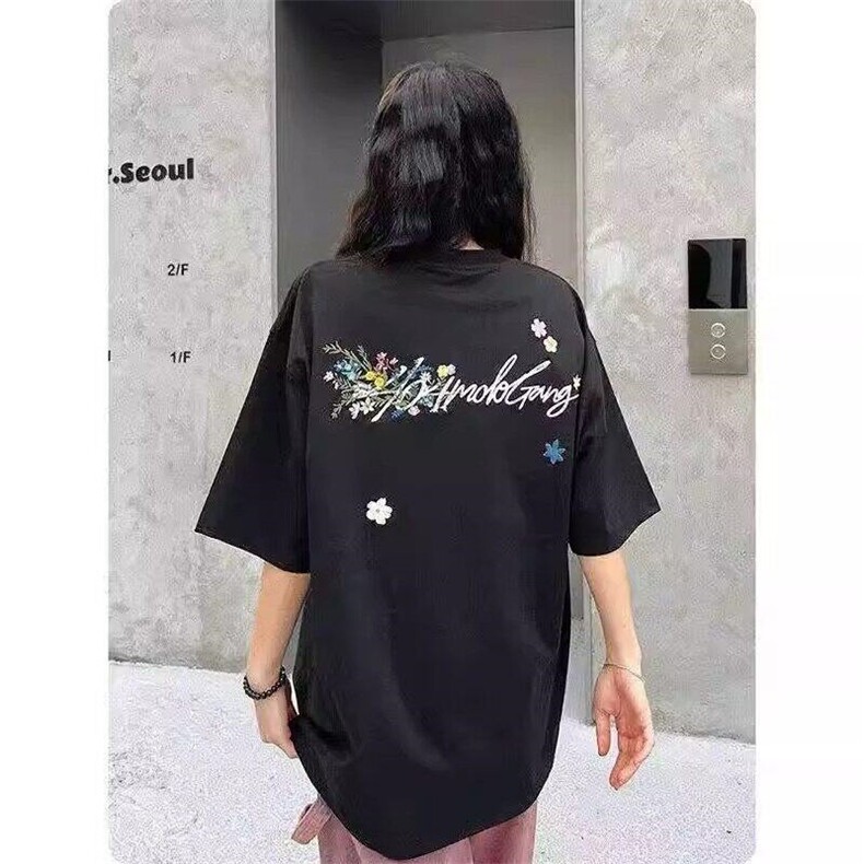 美式潮牌重磅短袖T恤男女夏季薄款纯棉休闲体恤衫刺绣款LW333-p39图片