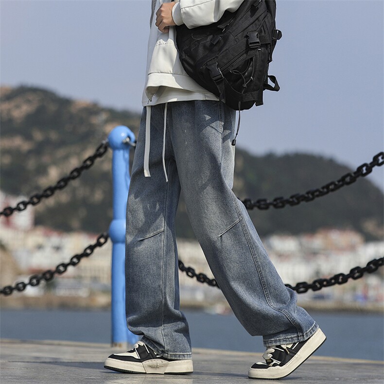 潮流牛仔裤宽松直筒高街美式男款KZ517P50,男装牛仔裤,电商D325