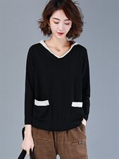 卫衣/绒衫2021年秋季连帽长袖时尚套头休闲纯色百搭，女装卫衣/绒衫，深水步