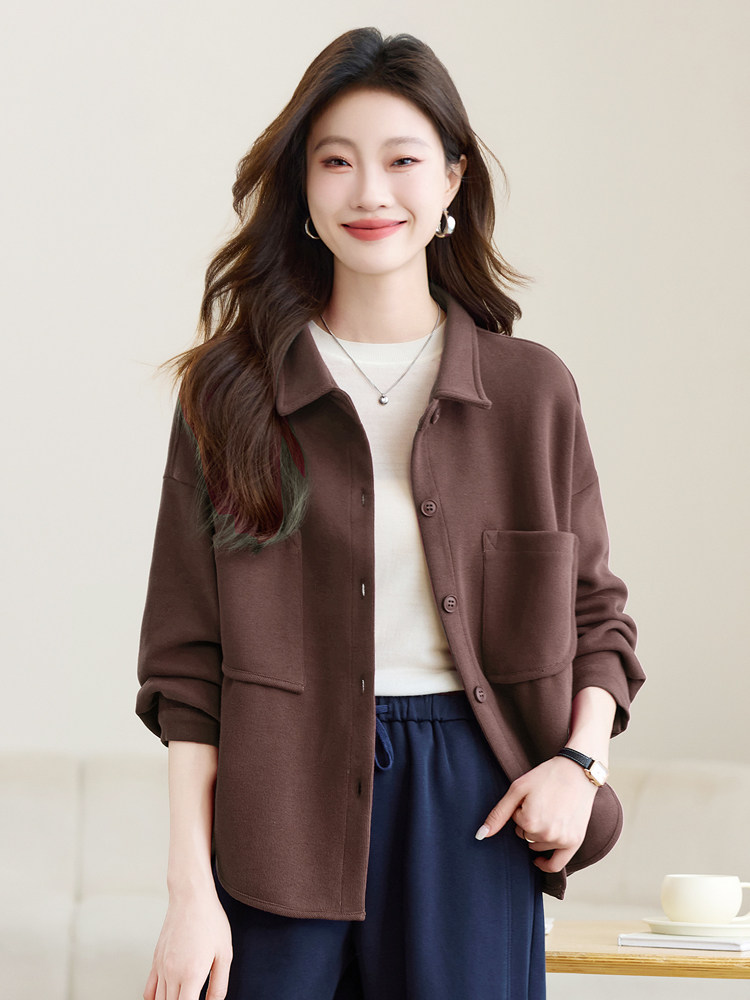 长期有大货开衫卫衣外套女秋装落肩纽扣上衣韩系慵懒松弛感春秋装,女装衬衫,璐依舞