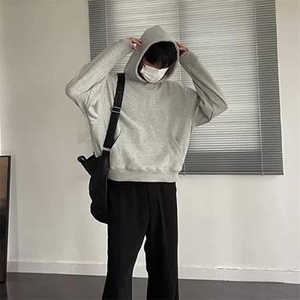 抖音得物二开 26春装美式高街短款廓形连帽卫衣男女外套LM01图片