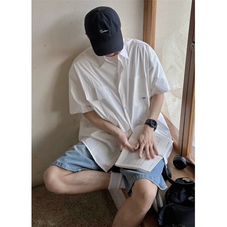 新款衬衫短袖夏季宽松短袖日系百搭外套青少年上衣时尚C5261,男装T恤,星座1116A（原606A-3）