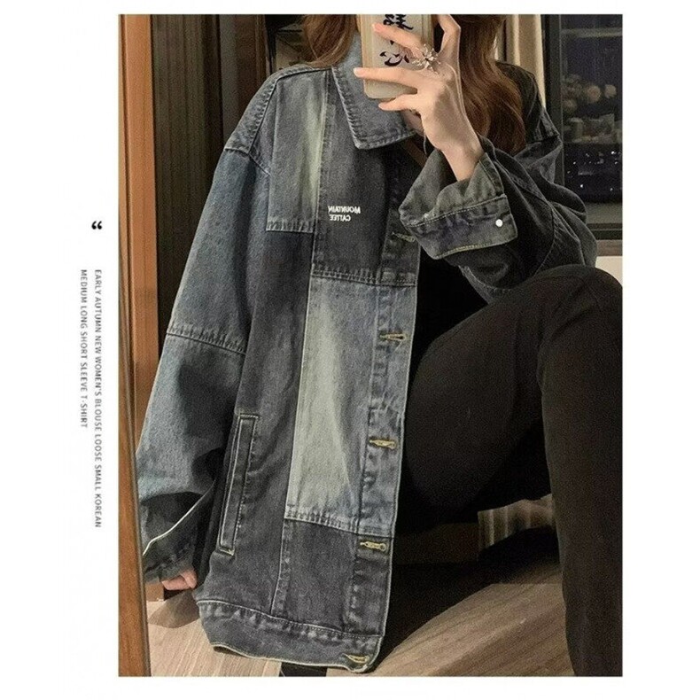 DW112-P65美式潮牌高街夹克拼色水洗牛仔外套男女外套-网图现货,男装夹克,星座603-2