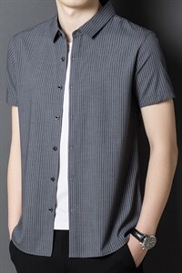 2023夏季薄款衬衫男短袖修身正装商务职业休闲男士衬衣服图片