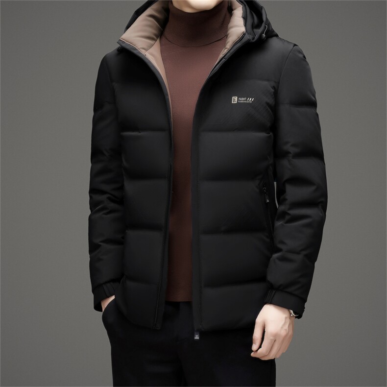 冬款白鸭绒羽绒服商务男款加厚加绒可脱卸帽保暖高级男士时尚外套,男装羽绒服,钱塘6003（原4033）