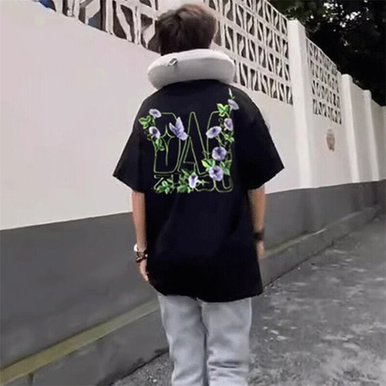 万针全刺绣工艺抖音得物高品质260克重磅纯棉双纱美式高街短袖T恤,男装T恤,电商A486-1