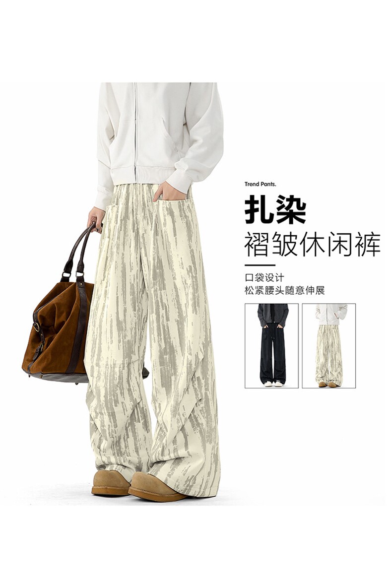秋季新款2025复古扎染褶皱休闲裤男痞帅百搭裤子-A1897TP45控88,男装休闲裤,电商B241