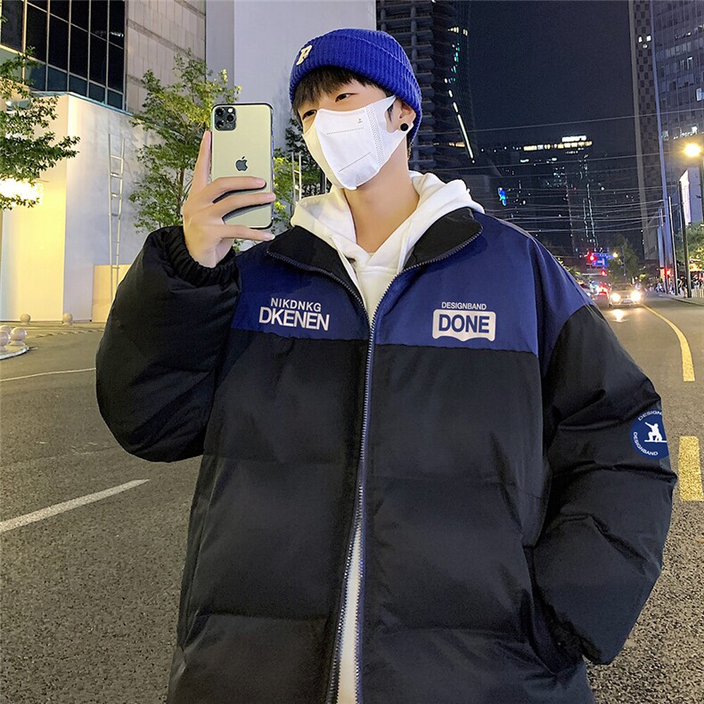 特批港风夜景冬款时尚宽松字母印花撞色翻领棉衣MY6250P85控138,男装棉衣,电商A247