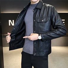 加绒加厚皮夹克男秋冬季2025新款工装口袋外套A313-8861-P148，男装夹克，电商A313