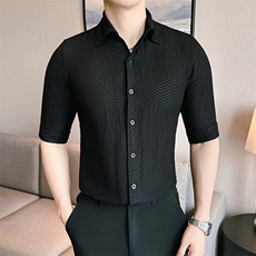 819-P55天丝夏季新款男士短袖衬衫潮流时尚短袖潮男衬衣，男装T恤，星座507A（原星座306B-2）