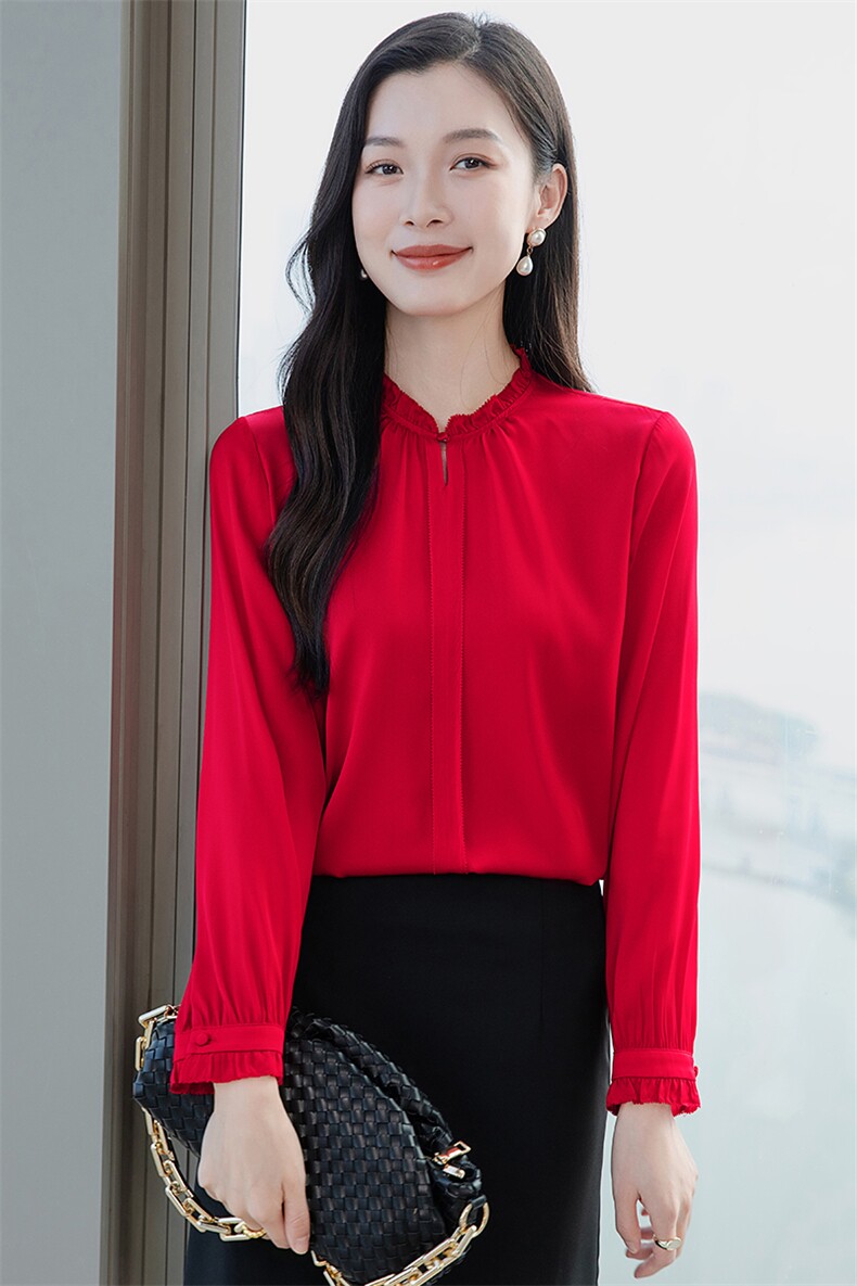 轻奢真丝衬衫女长袖2026年春夏季新款气质花边丝绸真丝上衣衬衣,女装衬衫,阿舍尔精品
