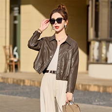 皮衣外套女2026春秋新款洋气休闲百搭高级感流行爆款气质短皮夹克，女装皮衣，缘衣格