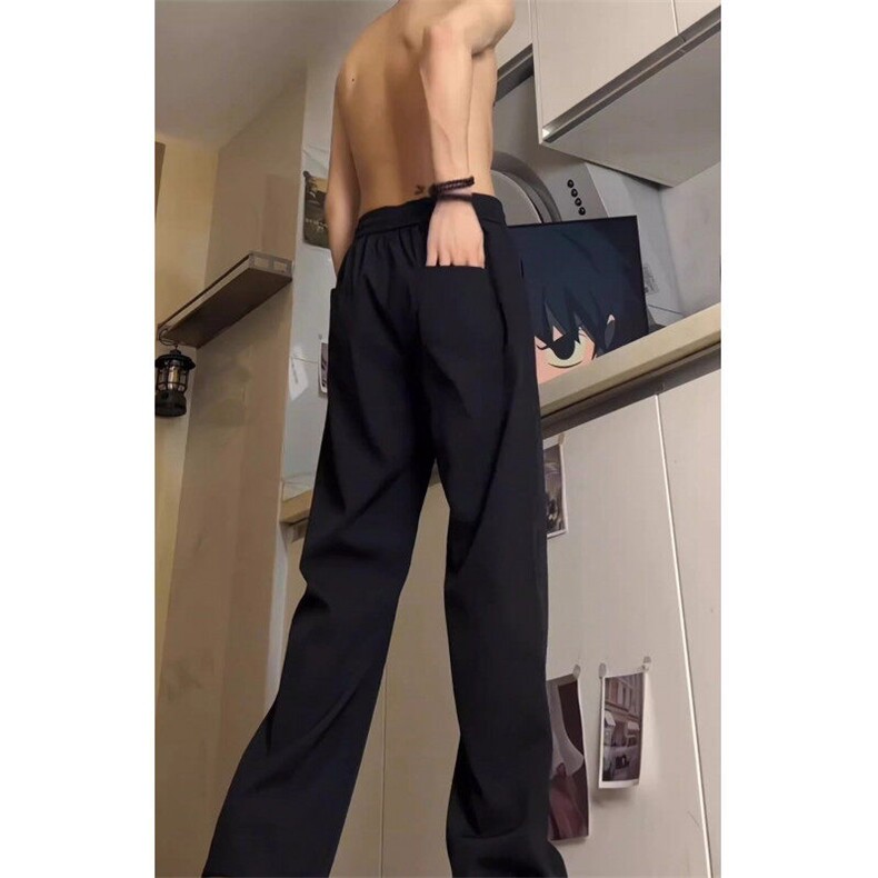 黑色冲锋西裤男春秋cleanfit高腰直筒美式弯刀休闲垂坠感高级裤子,男装休闲裤,星座410-7