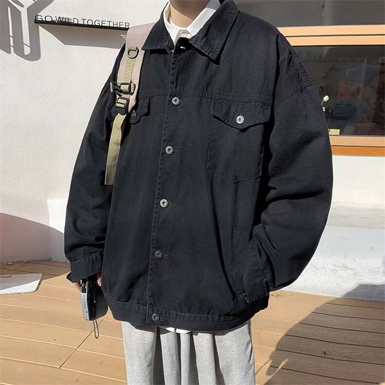 2024春秋冬款工装外套男士潮牌宽松复古美式翻领牛仔夹克上衣,男装夹克,星座716-3