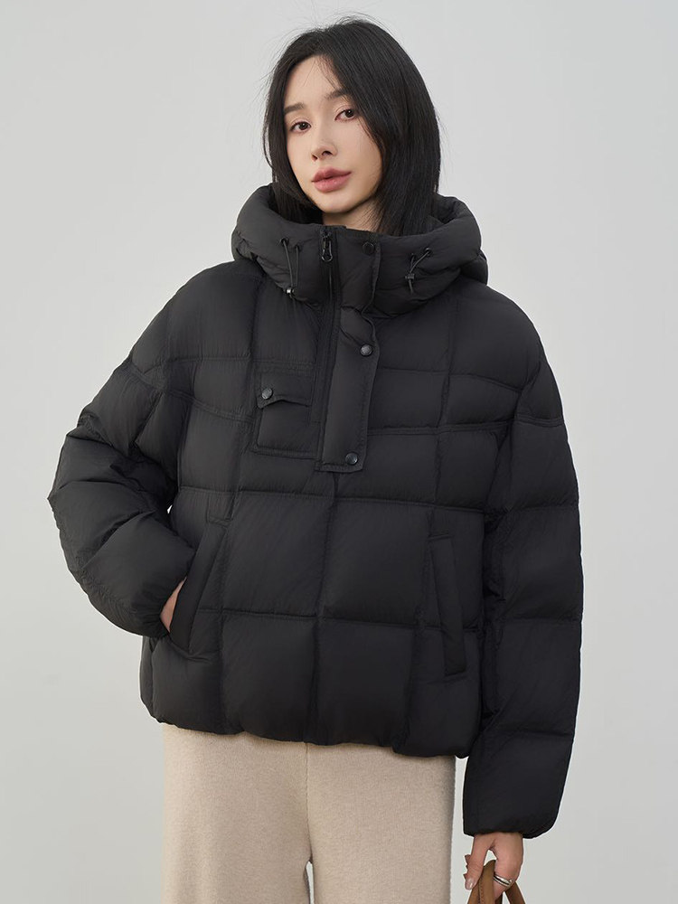 现货2025年冬季新款90白鸭羽绒休闲风套头羽绒服女外套,女装羽绒服,阳光伊恋