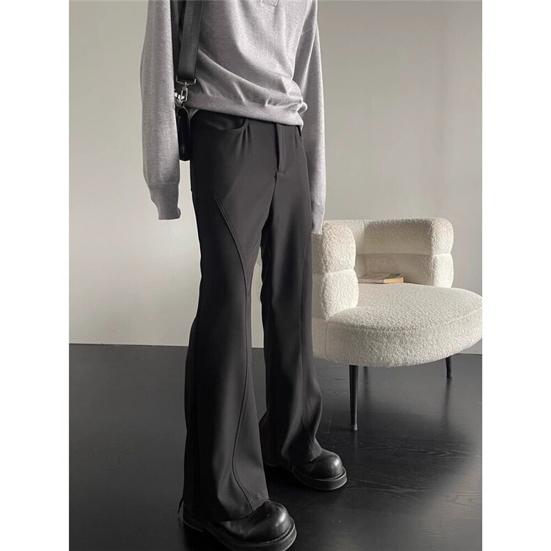 【有货】DK349-批38微喇西裤男装春秋宽松垂坠感高级黑色痞帅裤子，男装西裤，星座603-2