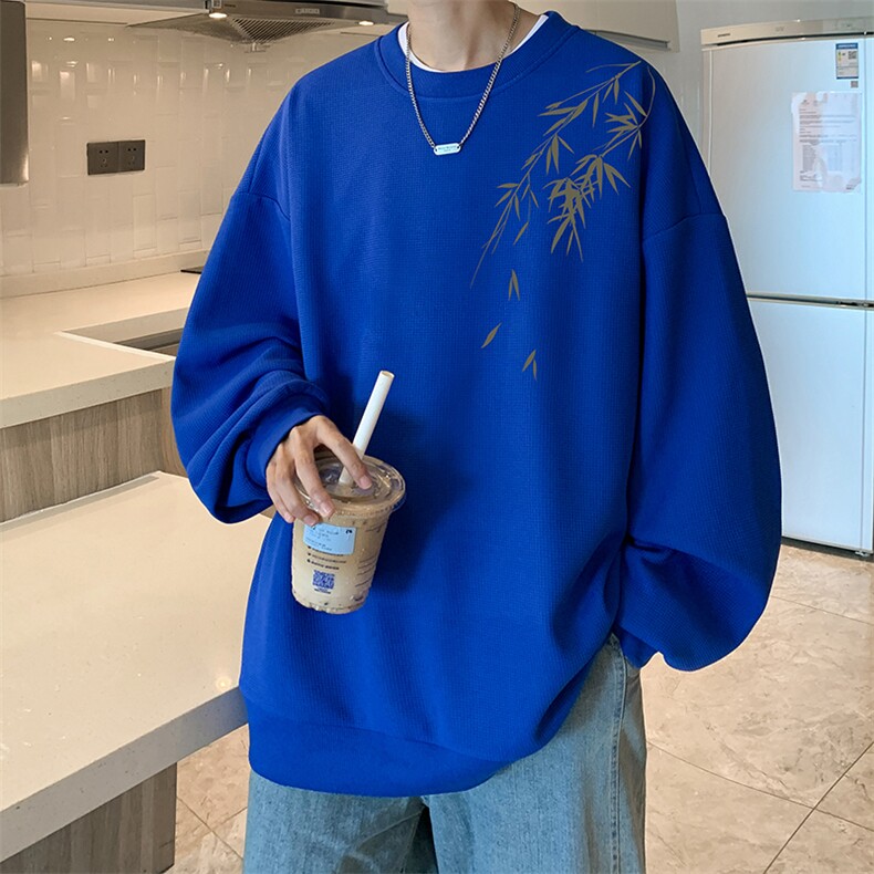 5XL华夫格卫衣男大码胖子圆领长袖t恤HW76382-P30加绒款-P40,男装卫衣,电商A040