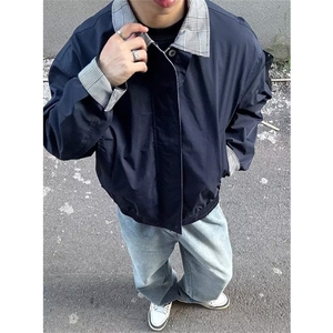 翻领PU黑色皮夹克2025新款春秋季宽松休闲上衣外套J3109