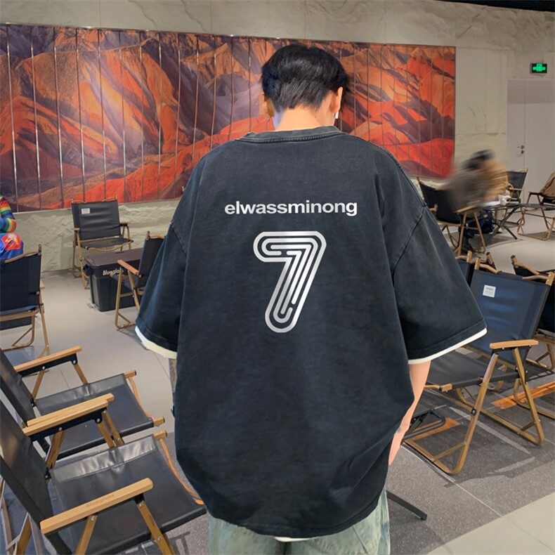 直播品质240克重磅水洗做旧短袖t恤男女SDX202-特P25控48,男装T恤,电商B367
