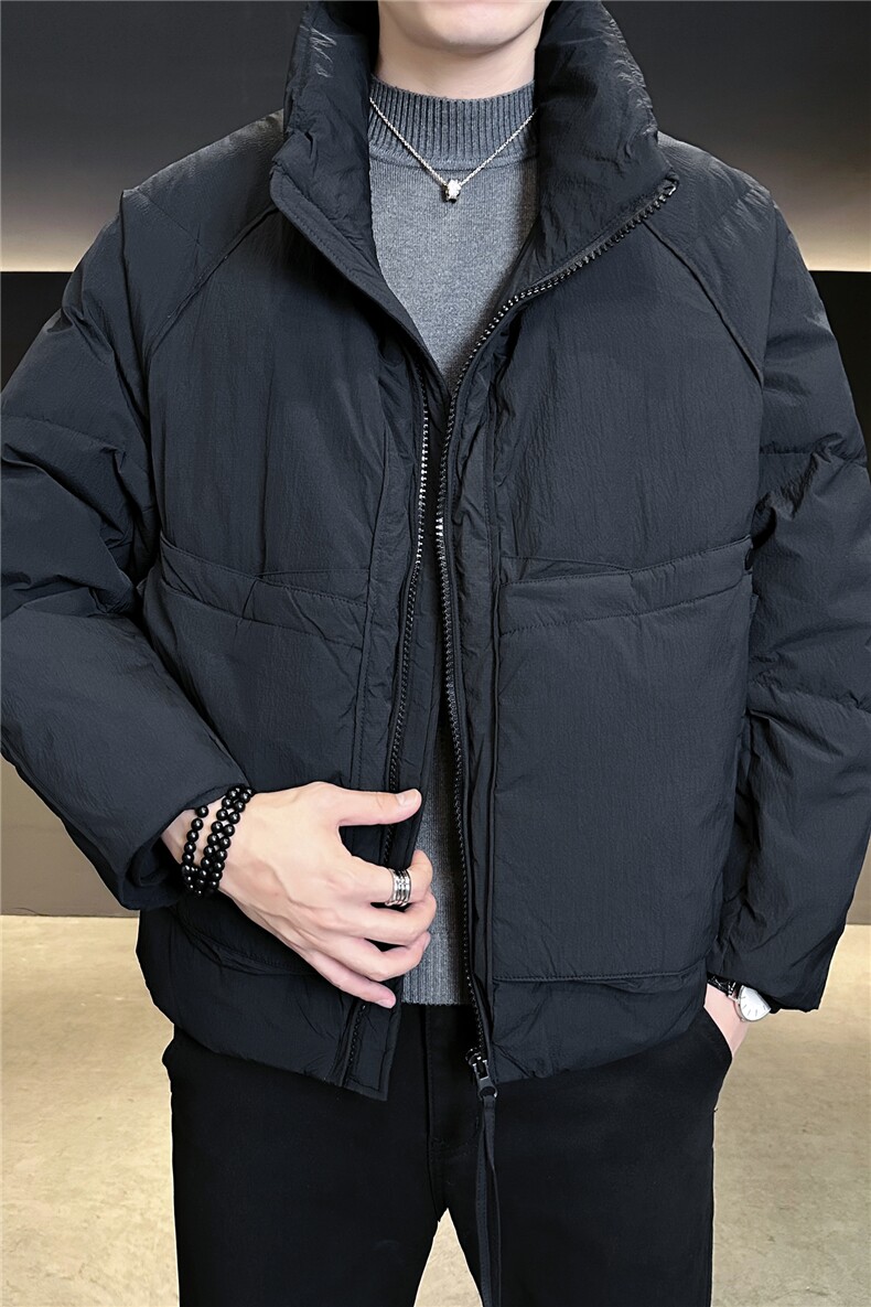 90新标2025设计款加厚保暖立领简约宽松羽绒服外套8821-P295,男装羽绒服,电商A413