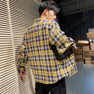 2021春季新款男士长袖衬衫格子衬衣休闲衣服DT图片