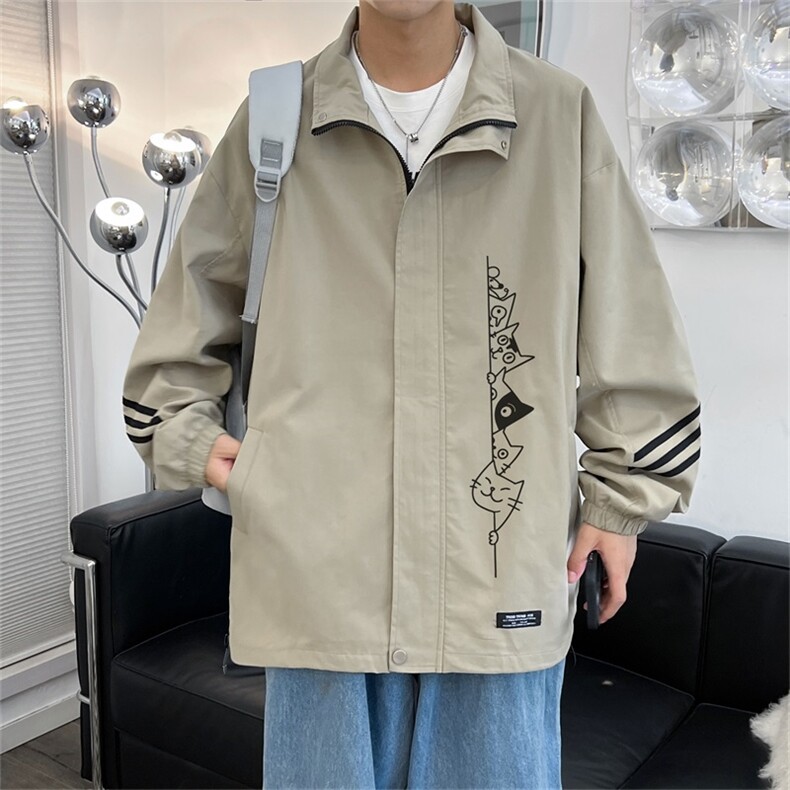 电商DSA028-JKHP1005P60100聚酯新款港风条纹工装夹克男控88,男装夹克,电商A028