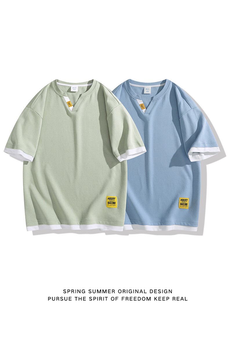 冰氧仿棉短袖日系白底夏季休闲百搭字母印花男上衣TC3153-P22控48,男装T恤,星座717