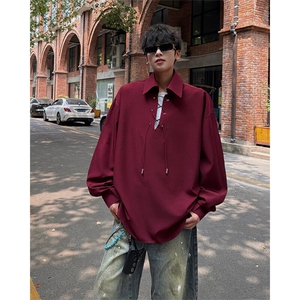 春夏新款小心机深V西装领系带衬衫简约美式时尚衬衫外套 特P38图片