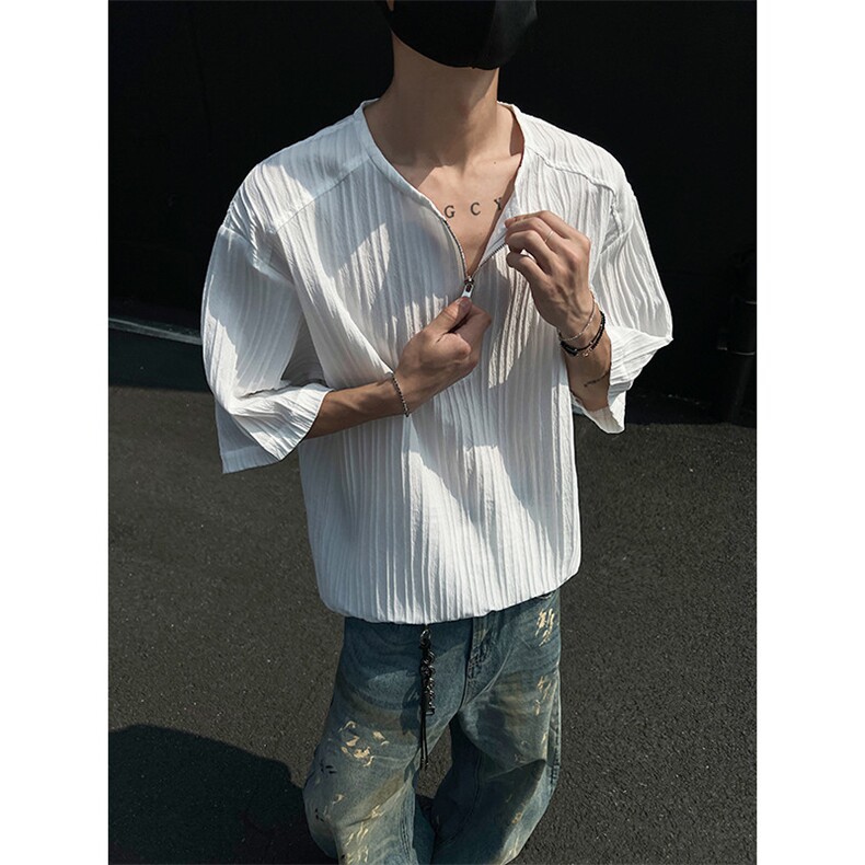 现货夏新潮流衬衫宽松打底衫男圆领痞帅短袖T恤531DT3535P30，男装T恤，星座513