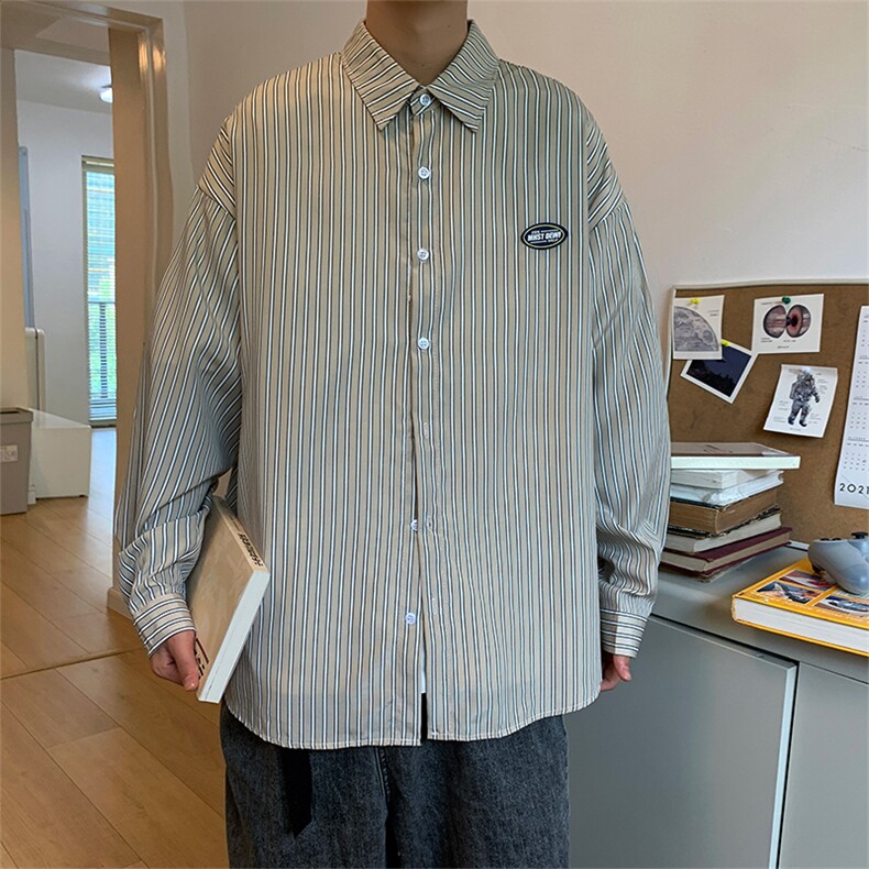 韩版潮流休闲纯色衬衣春ins潮牌痞帅宽松工装衬衫外套W1451-P33,男装衬衫,星座512-2