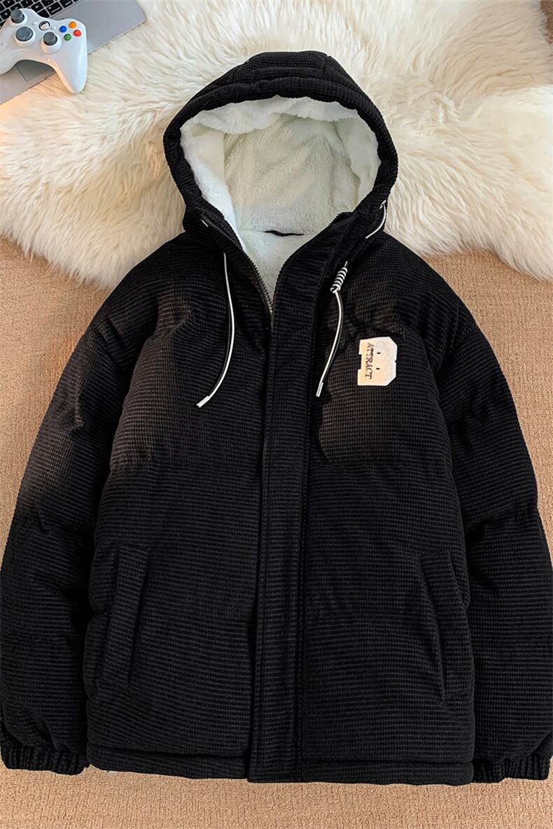 冬季青少年灯芯绒连帽棉衣潮牌羊羔毛加绒加厚棉服外套5305-P85,男装棉衣,电商B306