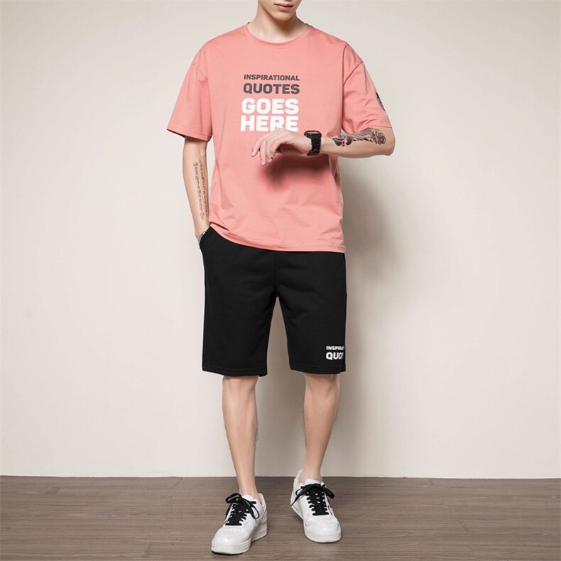 2021夏装潮牌纯棉青少年休闲运动两件套短袖套装男H0807-P35,男装休闲套装,星座217-4