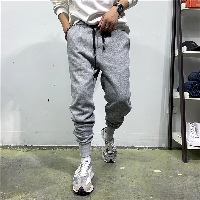B230-9187P85简约纯色个性刺绣束脚片运动卫裤男士百搭九分裤,男装休闲裤,电商B230