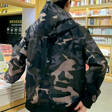 休闲男士秋季青少年日系迷彩宽松工装夹克潮流连帽外套J，男装夹克，电商B226-2（原B217-2）