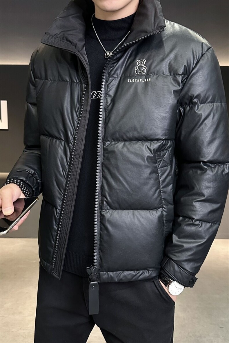 羽绒服男2024新款立领小熊刺绣羽绒皮外套B240-YR18916-P175,男装羽绒服,电商B240