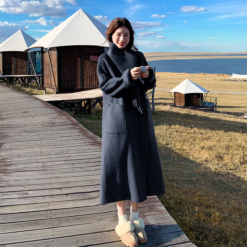 2025现货主推手工双面呢70毛羊毛大衣191-6337-P265-K388,女装双面呢大衣,韩蜜菓