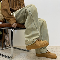 黄泥牛仔裤美式高街男款抽绳松紧腰修身直筒裤，男装牛仔裤，星座410-6（原星座1304-1）