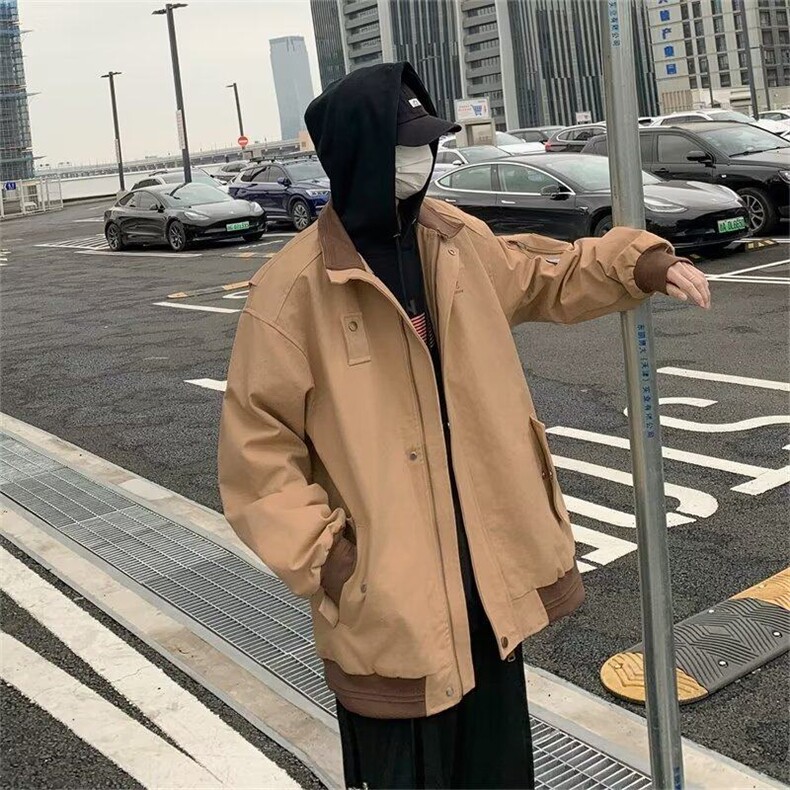 DYR139-P64日系潮牌复古刺绣设计感工装外套男女潮流翻领拼色夹克,男装夹克,星座603-2