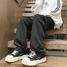 美式工装裤男生宽松直筒秋冬男裤百搭休闲宽松WK100特批35，男装休闲裤，星座718-1