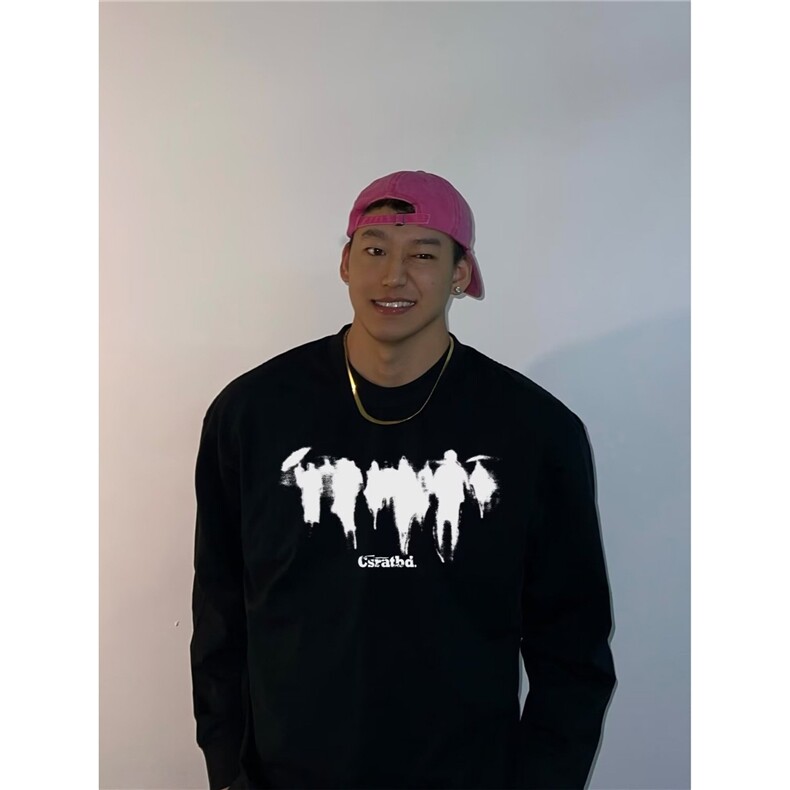 长袖t恤男春秋韩版潮牌ins潮流宽松港风圆领简约印花上衣情侣秋装,男装T恤,星座506A